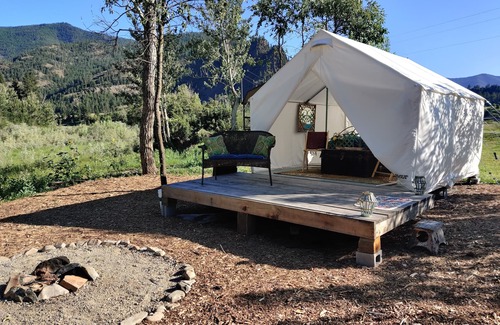 Glacier Country Cabin | Glamping in the Gypsy Bungalow by the river, 2 miles from Quinn's hot springs.