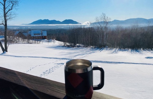 Franklin County Ski Chalet | High View Lodge, log chalet with unparalleled views of Western Maine Mountains