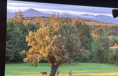 Franklin County Ski Chalet | High View Lodge, log chalet with unparalleled views of Western Maine Mountains