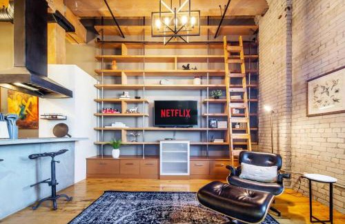 Downtown Edmonton Apartment | Historic JD Loft, Near ICE District, Rogers Place, UG Parking