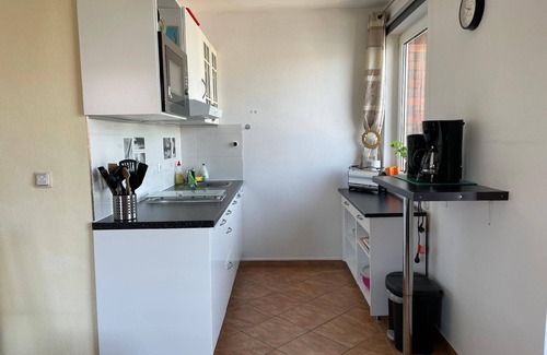 Ueckermuende Apartment | Holiday studio with a balcony and a view over the water as far as Usedom