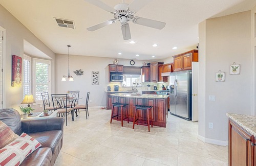 Sun City West House | Inviting home with full kitchen, patio, central AC, & W/D