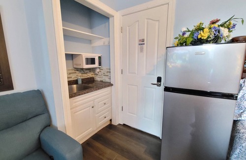 Hampton Apartment | King Sapphire Studio Suite, Kitchenette, 65" TV Private Bathroom Pets Welcome