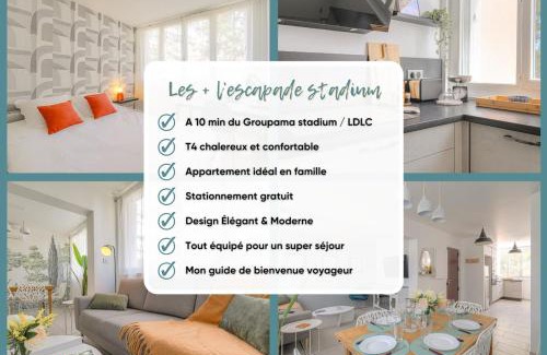 Decines-Charpieu Apartment | L'Escapade Stadium - T4 familial climatisé