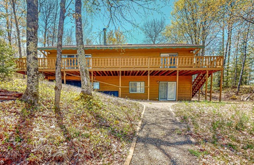 Presque Isle House | Lakefront home with large patio, fire pit, & a provided kayak