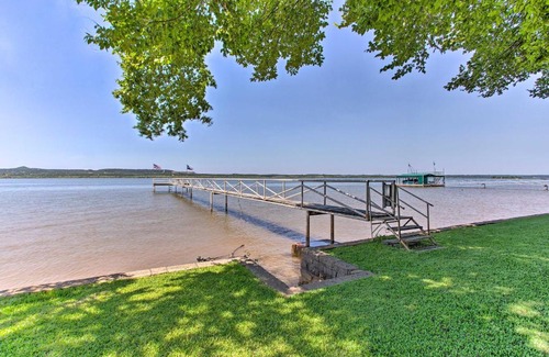 Graford House | Lakefront Retreat with Pier, Bar Hut and Fireplace!