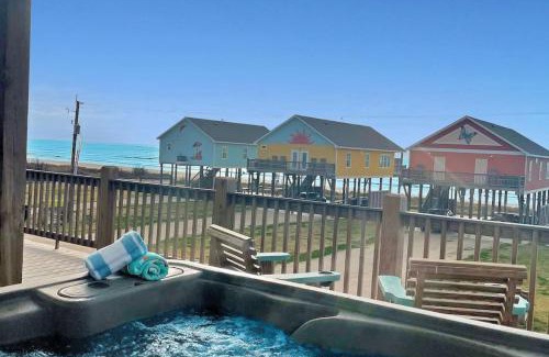 Port Bolivar House | Large 5bd Hot Tub w Ocean View, Firepit & Gameroom