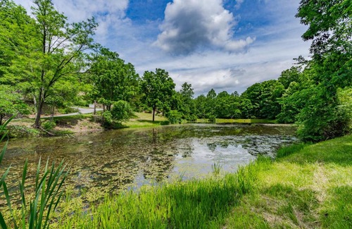 Berkeley Springs House | Large Cabin w Hot Tub, Pond, Deck, Fire Pit, WiFi