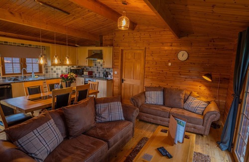 East Huntspill Cabin | Large three bedroom lodge with private hot tub on the banks of the river Brue.