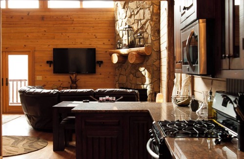 Lake Lure House | Log home on the river with mountain views