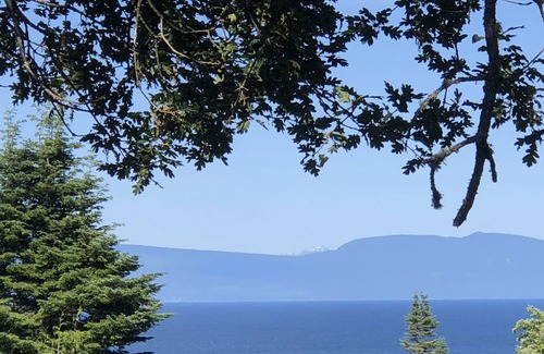 Regional District of Nanaimo House | Log home with beautiful ocean view and hot tub!
