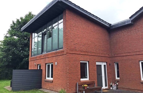 Lindau House | Luxurious semi-detached house "Richters Galerie" in the middle of the idyllic landscape of Angeln directly on the Schlei, offers a top modern, extensive equipment, as well as garden with terrace, for the perfect vacation with two people
