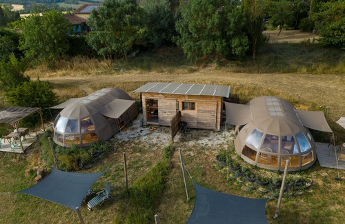Montmaur RV Rental | Luxury Glamping in the countryside with private bathroom and kitchen
