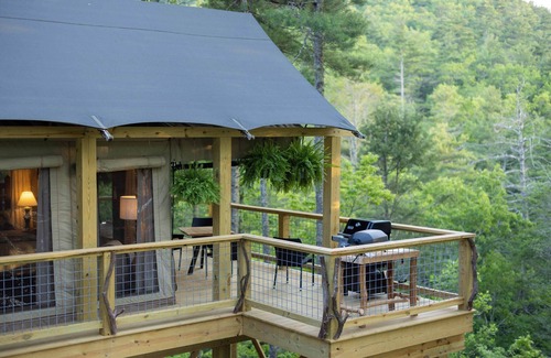 Zirconia Cabin | Luxury Tree Tent in Tuxedo Falls Resort with Private Waterfalls & Hiking