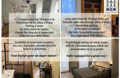 Bagneres-de-Luchon Apartment | MAISON GERMÈS - CENTRAL & STANDING - Appartements traversants - Lits 180 King Size - Linge de lit et de toilette inclus - Parking à proximité