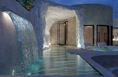 Fira Villa | Masterful Santorini Villa | Villa Zacharias | 4 Bedrooms | Outdoor Dining Area.