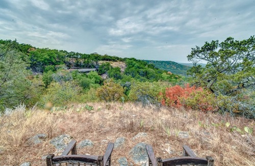 Glen Rose House | Mata'Zamo Cowboy POOL cliffside cabin, 900 acres w/trails, farm animals, hiking