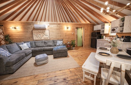 Bandera Cabin | Mockingbird/River Yurt Village/Hot Tub/Medina River/Block from Main!