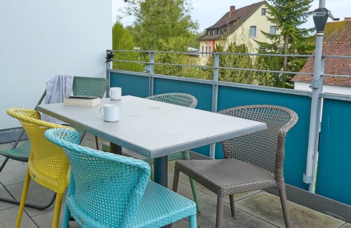 Waggershausen Apartment | Modern, cozy penthouse with large south-facing terrace and mountain views.