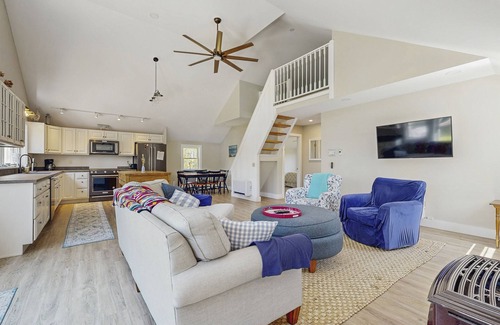 Bayside House | Modern farmhouse with deck, firepit, & balcony