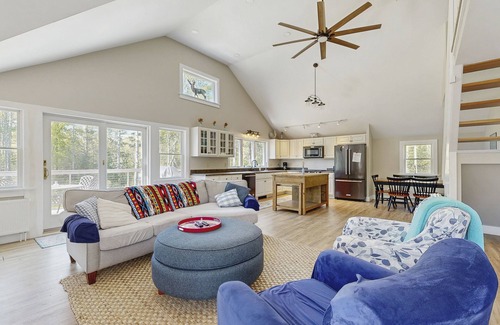 Bayside House | Modern farmhouse with deck, firepit, & balcony