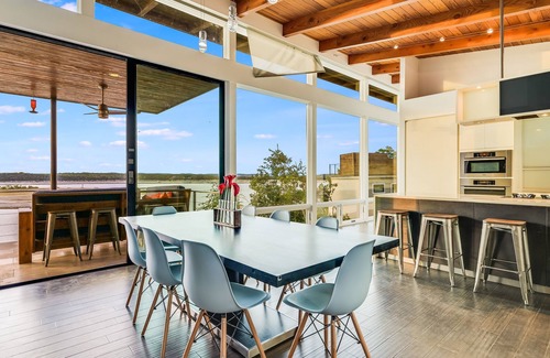 Buffalo Gap House | Modern Midcentury Lakefront with pool, hot tub, & private boat dock/Boat rentals