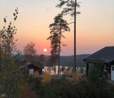 Romskog House | Moderne hytte ved sjøen med badstue