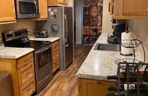 Lake Placid House | Moose Tracks: a gorgeous two bedroom townhouse, sleeps 6-8, AC, in town!.