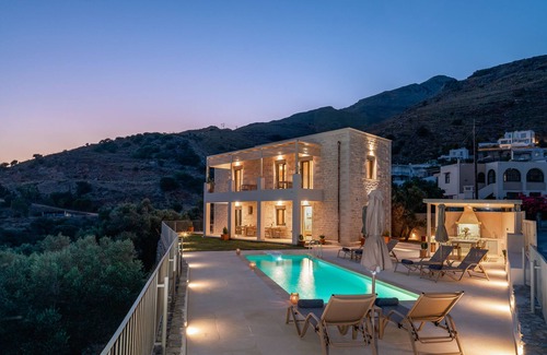Mariou Villa | New Villa with spectacular 180° Sea View,Private Pool & BBQ,5 min from the Beach
