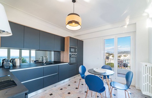 Fabron Apartment | Nice RARE Superb 2 bedroom A/C sea view with large terrace panoramic view