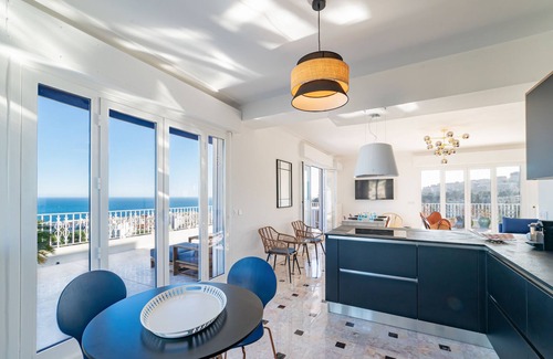 Fabron Apartment | Nice RARE Superb 2 bedroom A/C sea view with large terrace panoramic view