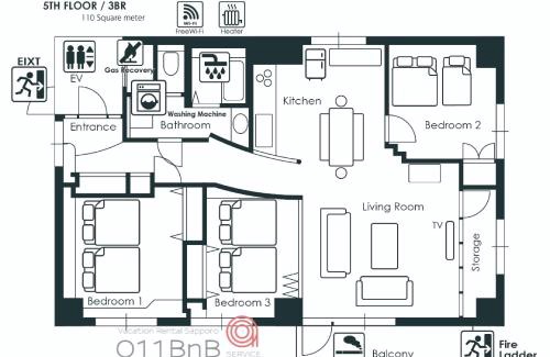 Chuo-ku Apartment | NK BLD5F Sapporo 3LDK 3BR 1 floor 1 room