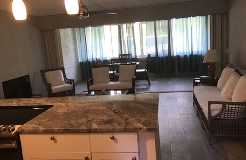 Estate Golden Rock Condo | Ocean front condo complex, 2 bed, 2 bath with a pool. Saltwater lagoon view.