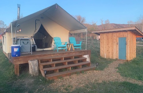 Mancos RV Rental | On-Farm Glamping Tent with Views of Mesa Verde