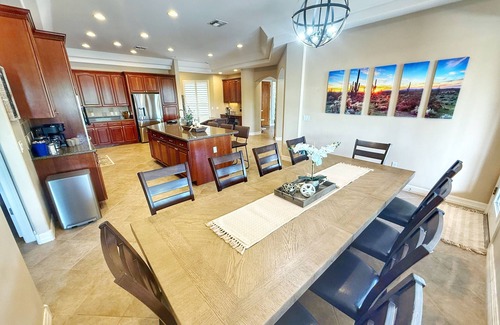East Mesa House | Pickleball Court! +GIANT Pool w/Waterslide! Game Room, Hot Tub, Golf+