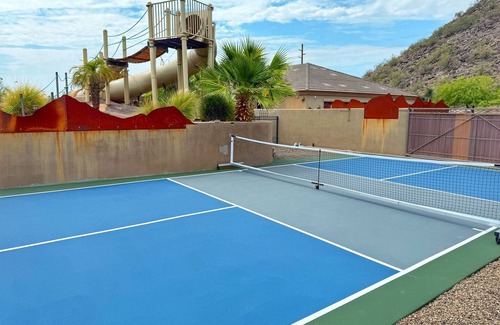East Mesa House | Pickleball Court! +GIANT Pool w/Waterslide! Game Room, Hot Tub, Golf+