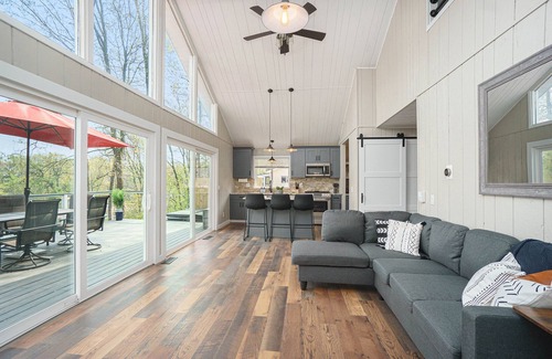 Plainwell House | Pine Lake Overlook- Lakeside house, hot tub w/a view! Pontoon rental options!