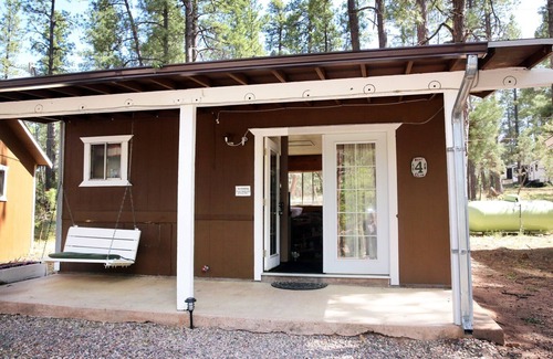 Payson Cabin | Private Cabin in the Pines– Indoor Jacuzzi, Fireplace, Kitchenette, Porch Swing.