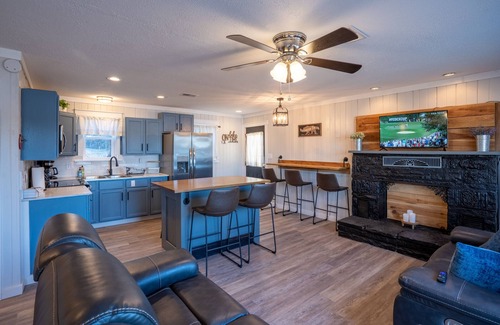 Camdenton House | Private Island Retreat with 500' Level Lakefront & 3 Houses with Private Docks!