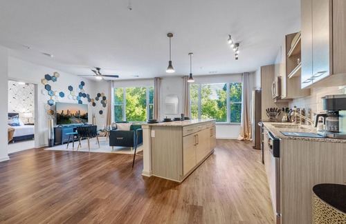 Downtown Decatur Apartment | Regal Noir 2BR/2BA | Short-Term Rental in Decatur w/Pool & Rooftop Lounge