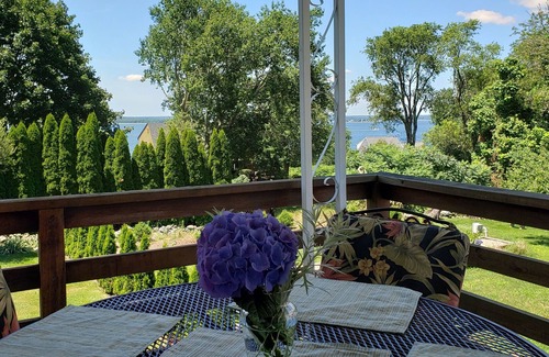 Jamestown Shores House | Relaxing Water View Home - Walk to Beach