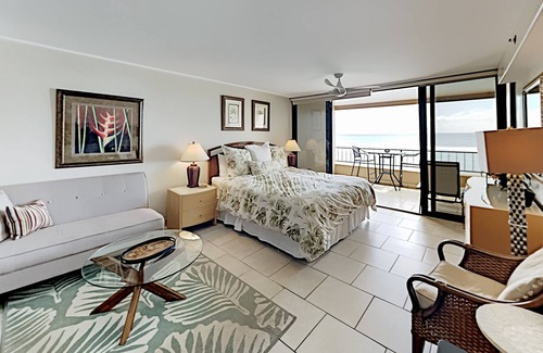 Honokowai Condo | Remodeled Beachfront Studio with pool, hot tub, ocean views, & private lanai