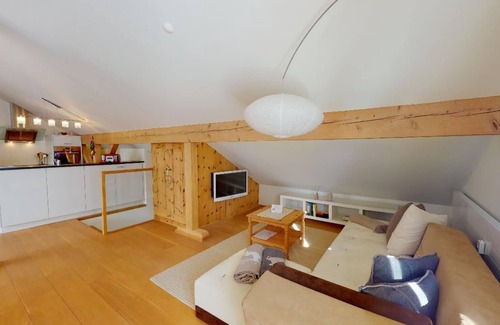 Pontresina Apartment | Renovated small loft furnished in alpine style perfect for couples or families.