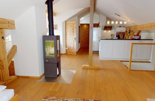 Pontresina Apartment | Renovated small loft furnished in alpine style perfect for couples or families.