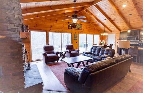Sears Cabin | Riverfront | Hot Tub, Fireplace, Kayaks & Tubes
