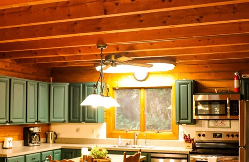 Fishers Hill Cabin | Riverfront logcabin; EVcharging, hot tub, firepit, Petfriendly Canoes, Sleeps 12
