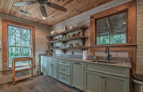 Darien Cabin | Rum Runner's Cabin w/docks, pool, & private firepit on Emma's Driftwood Farm