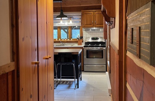 Saint-Faustin-Lac-Carre Cabin | Rustic log cabin with fireplace.