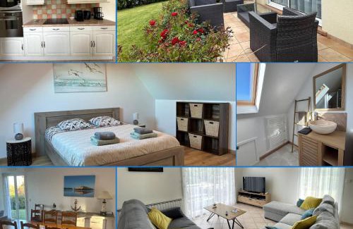 Sainte-Honorine-des-Pertes House | Saint Ho Mer Maison lumineuse vue mer 8 pers 4 chambres 2 sdb 2 WC étage rénové en 2025 belle terrasse grand jardin clos parking 8 mn à pied petite plage grand jardin près de Port en Bessin, Bayeux et plage Omaha beach