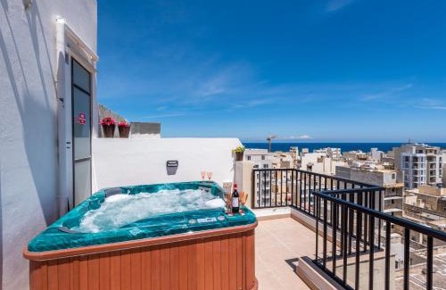 Bugibba Apartment | Seashells Sea View Penthouse with private Hot Tub & large sunny terrace with stunning views - by Getwaysmalta